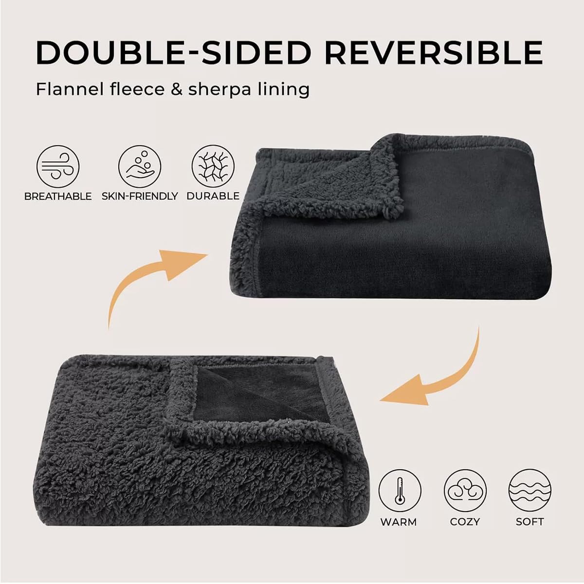 Couverture réversible imperméable et lavable pour chiens de taille moyenne, chiot, chaton en peluche douce pour canapé, lit et canapé (noir, 200 x 200 cm)
