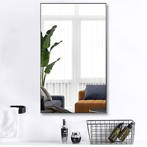 Miniatura 2 de ZHOWI - Espejo de tamaño de cuerpo completo, con marco de metal, para montar, reclinar o colgar en la pared del dormitorio, la sala de estar o el