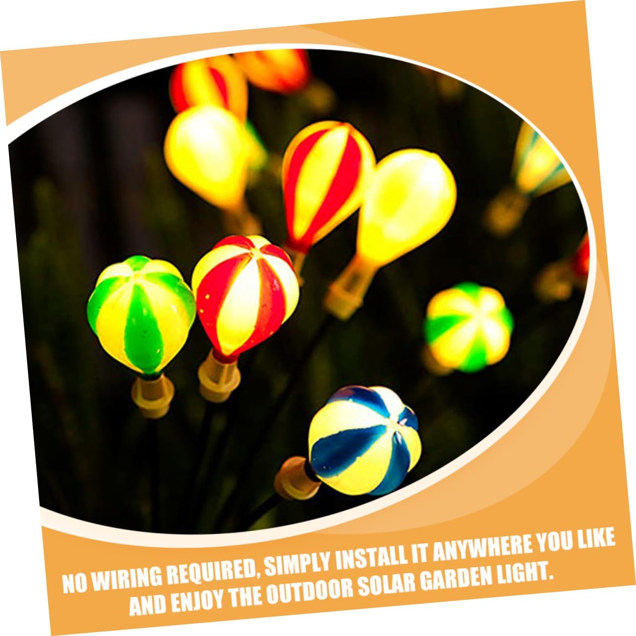 Kisangel 2Pcs Solar Balloon Lights for Outdoor Garden Decor LED Firefly Stake Lights for Pathway Waterproof Solar Powered Lawn Lamps Flickering Effect