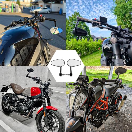 Image of DREAMIZER Motorcycle Mirrors Bar End Mirror Universal Rear View Mirrors for Motorcycles 7 /8 inch Handlebars, Compatible with Honda Grom, Yamaha, Kawasaki, Ducati, Suzuki and More