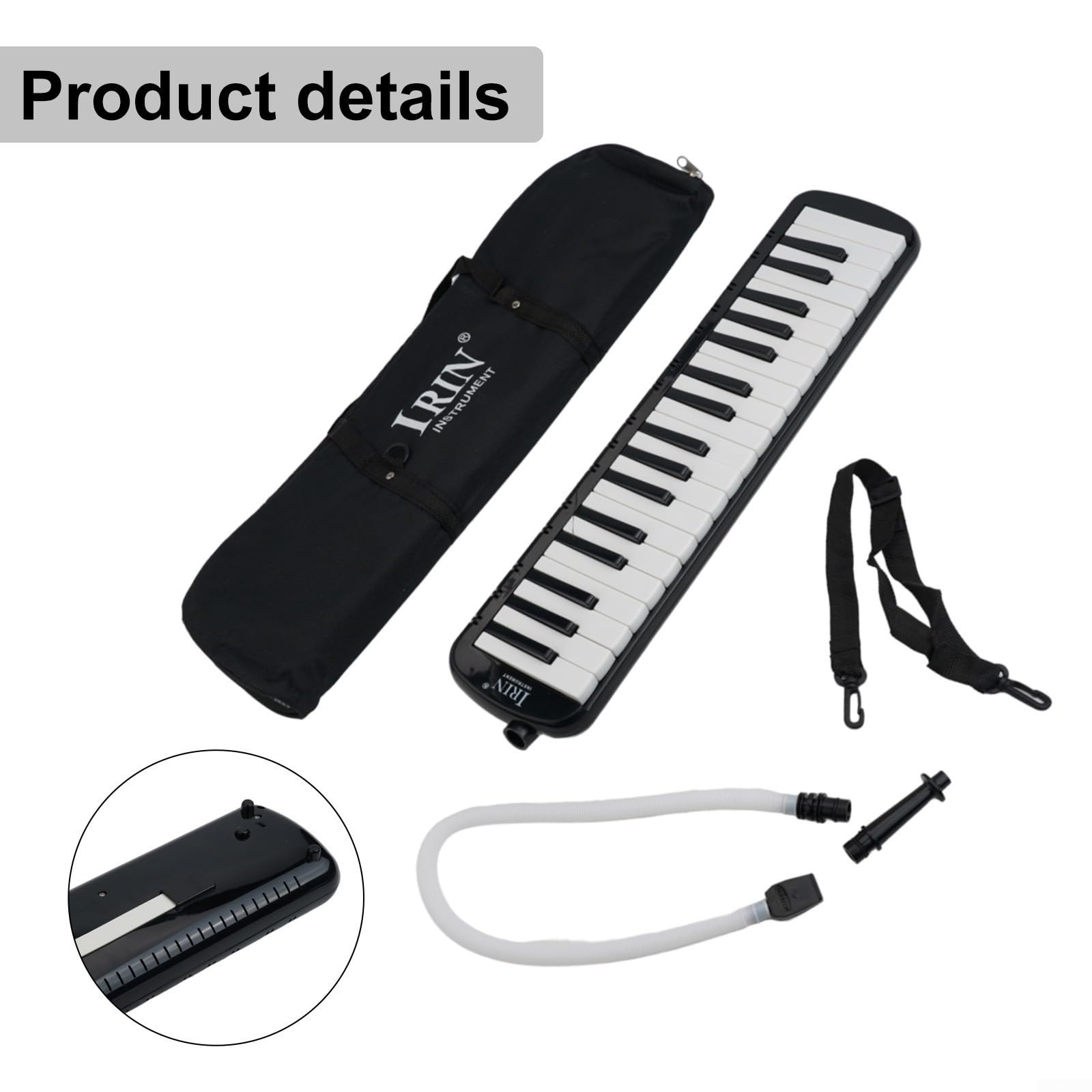 Melodica, 1 tastiera a 37 tasti con tubo e borsa per il trasporto, tono brillante e facile da suonare per studenti, melodica per lezioni, pratica e lezioni di musica (nero)
