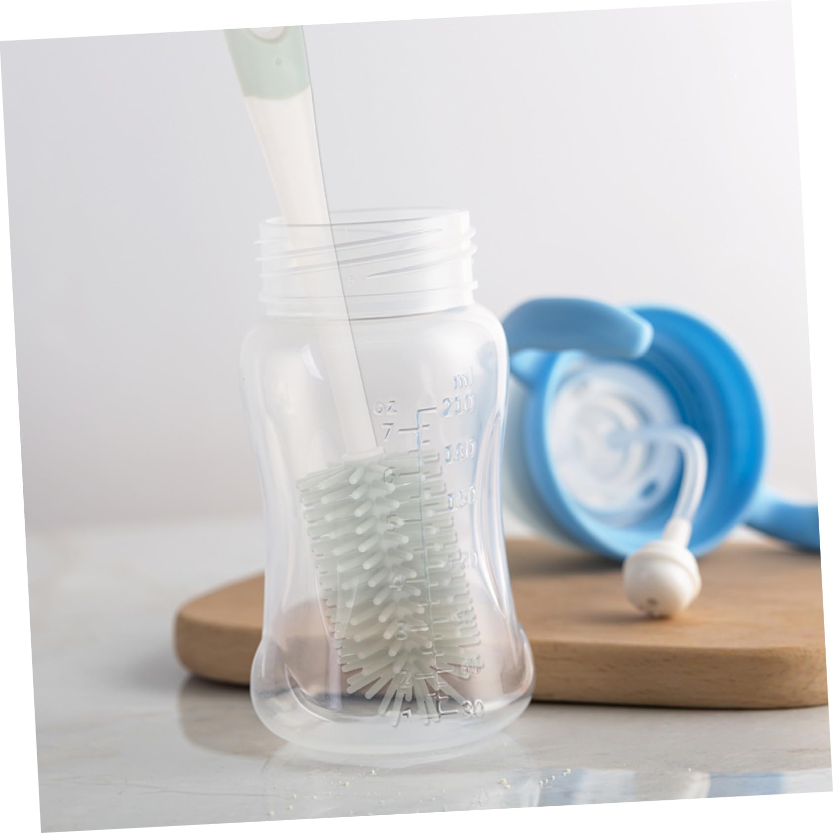2pezzi Spazzole Per Pulizia Biberon Silicone Con Manico Per Bottiglie e Contenitori Con Angoli Difficili Da Raggiungere Verde