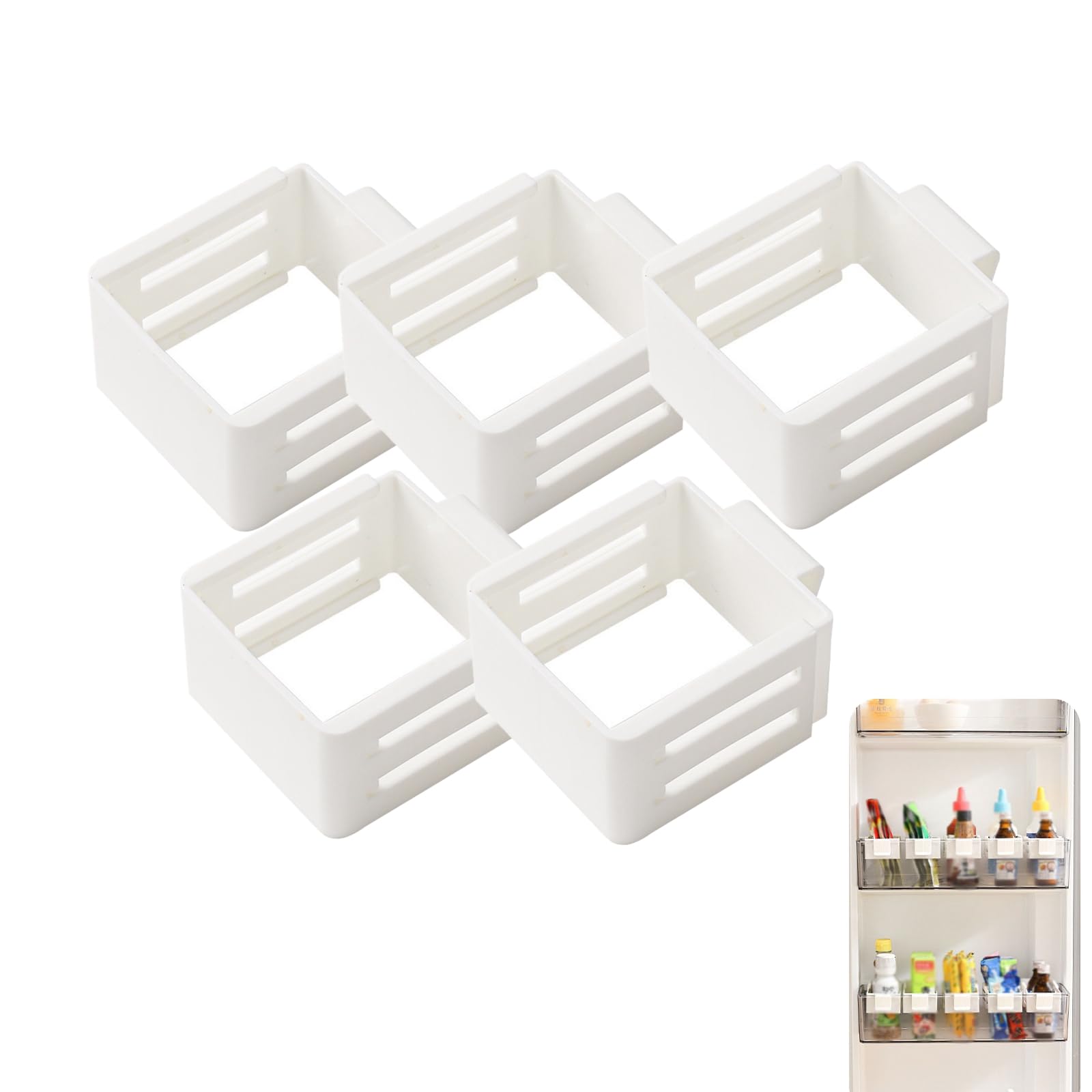 HFDHD Adjustable Fridge Organizer Divider,Thickened Plastic Storage Bin Dividers for Fridge,Kitchen Pantry Storage Gadget,Home Office Clear Tidy Supplies (5PCS)
