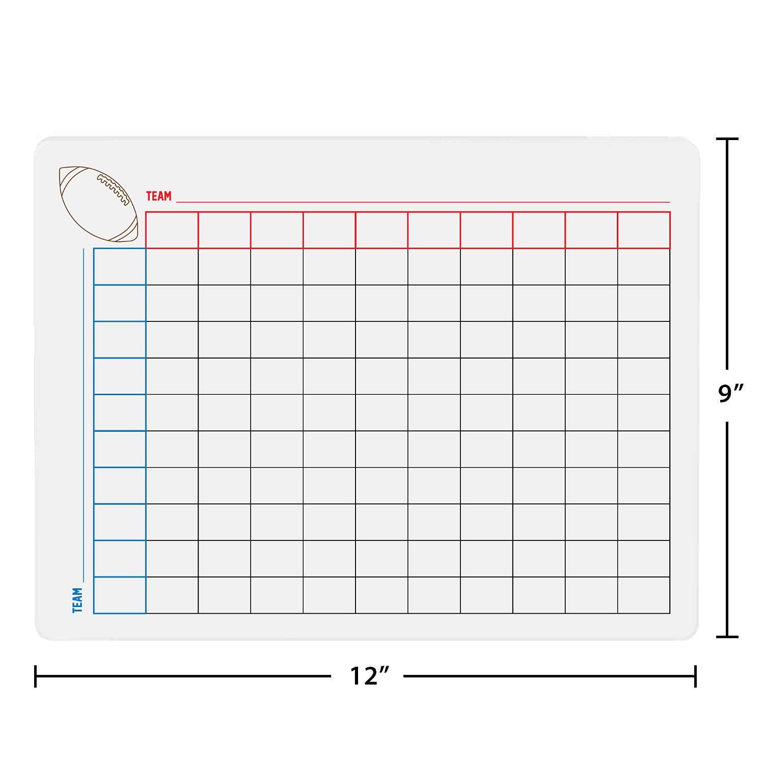 100 Football Squares Dry Erase Board - 24x36 Inch Office Pool Game Set With Pen & Cloth