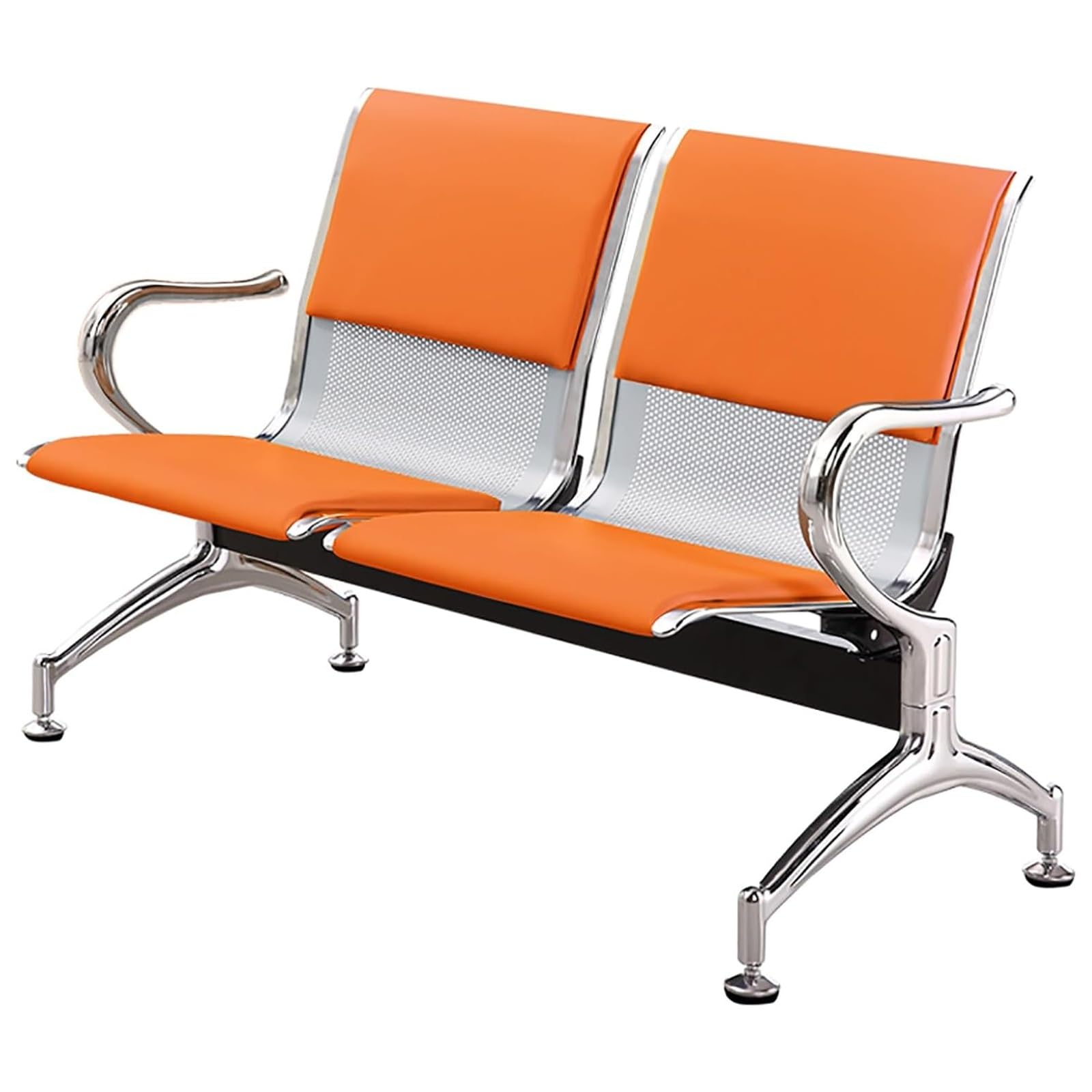 SnamicE Waiting Room Chairs,2-Seat Reception Chairs with PU Cushion, Lobby Waiting Chair with Arms & Backrest, 880 lbs Capacity, Ideal for Airport, Bank, School,Orange