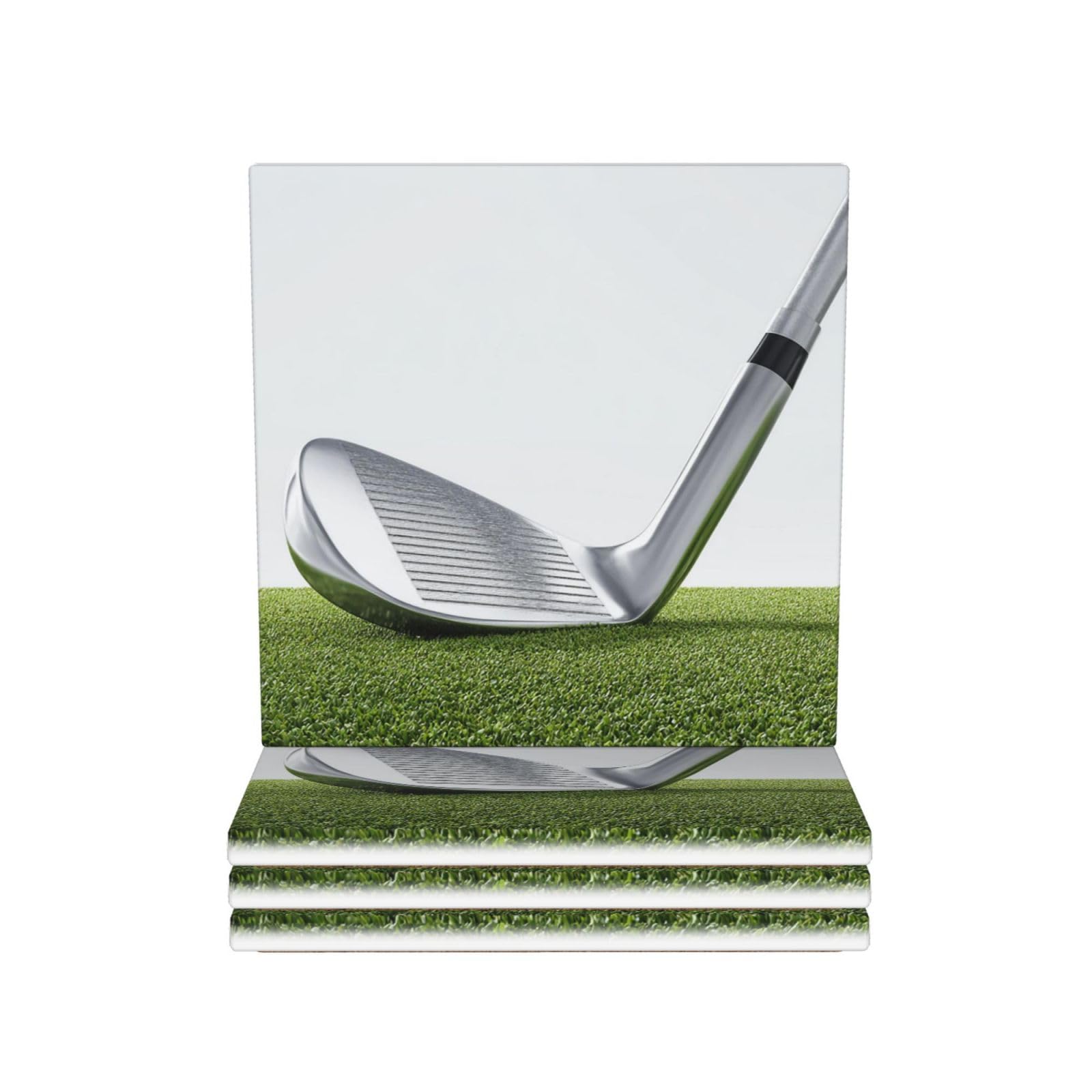 Drink Coasters Set of 4 Ceramic Coaster Golf Club Coasters for Drinks Cups Mugs Mat Pads Absorbent Non-Slip Decorative Cup Coaster for Coffee Table Kitchen Bar Home Decor