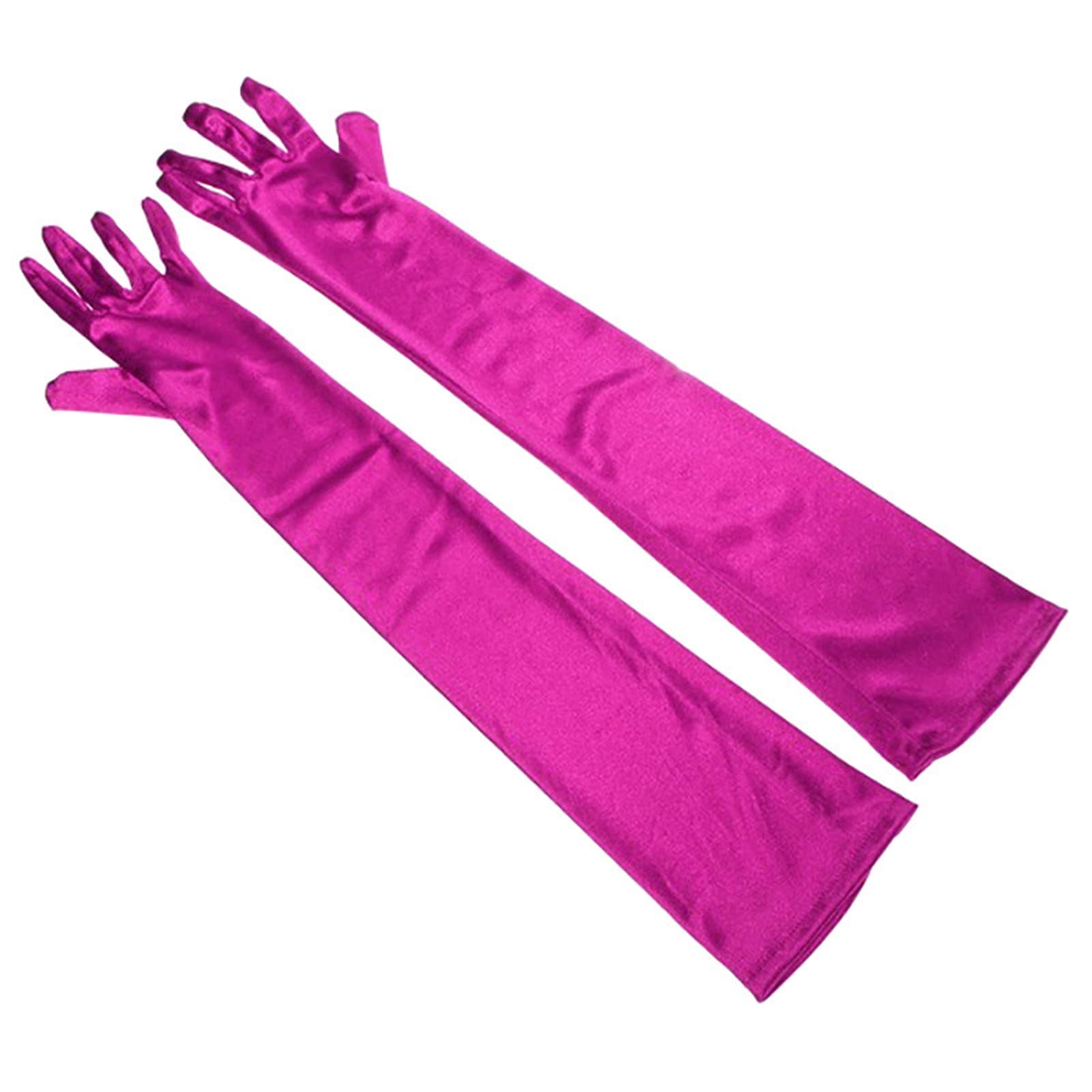 Lansonee Women's Rose Red 52Cm Long Satin Evening Gloves - 1920S Style Prom & Opera Gloves (Rose Red)