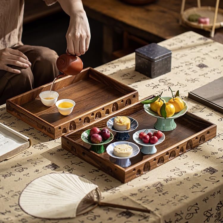 Breakfast Tray Walnut Rectangular Tray Home Tea Cup Tea Tray Commercial Afternoon Tea Snack Plate Hotel Storage Tray Coffee Table Tray,A