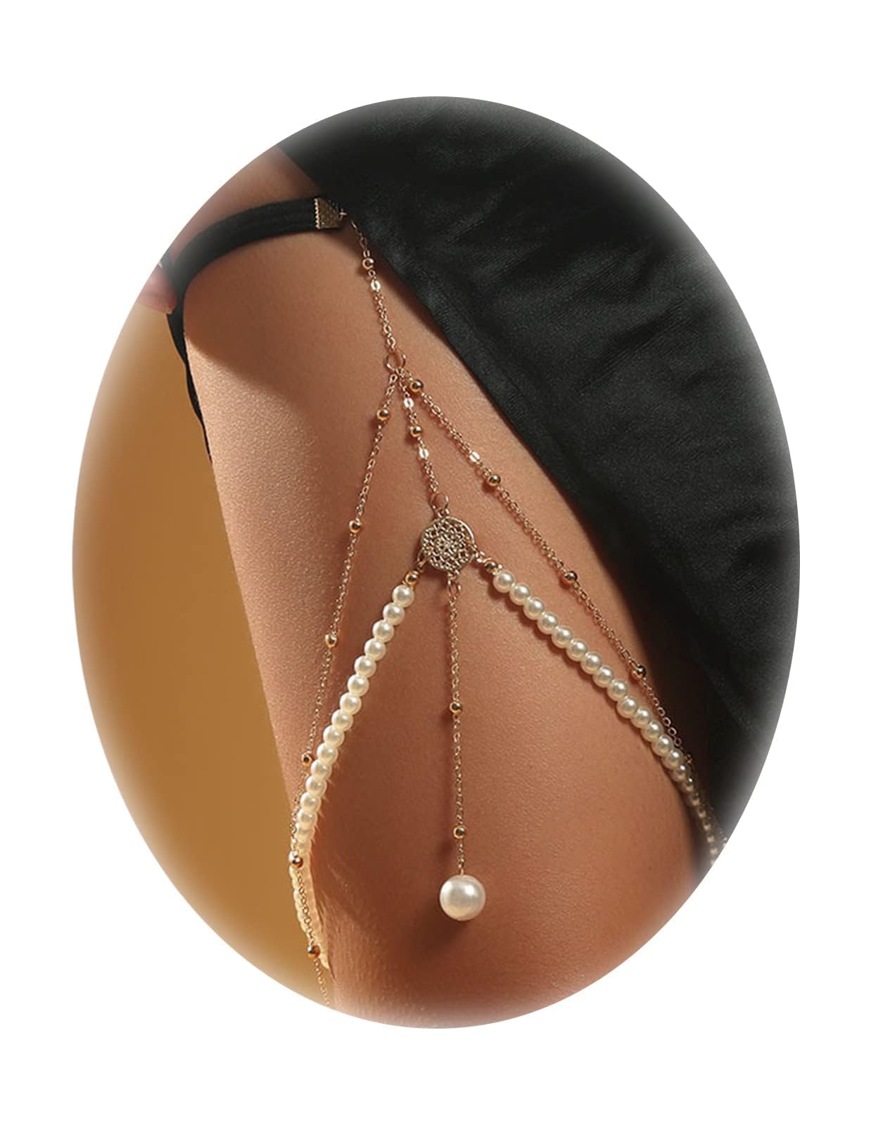 Khazna Multi-Layer Leg and Body Chain - Silver Crystal Thigh Jewelry for Women and Girls - Festival, Party, Club Bikini Accessories