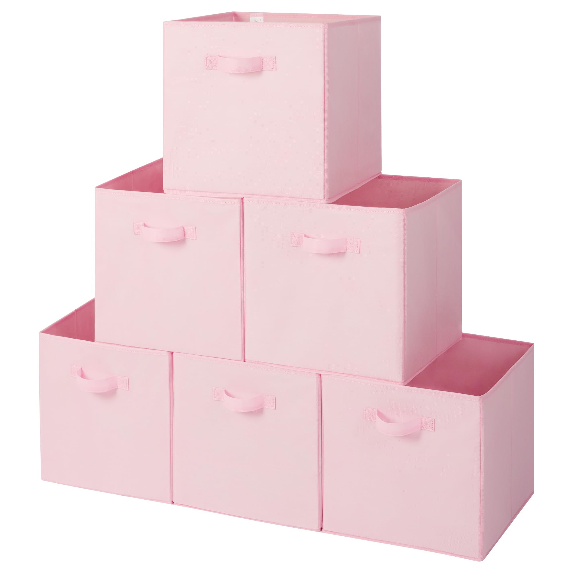 GRANNY SAYS Storage Cubes, 13 Inch Cube Storage Organizer, Fabric Collapsible Storage Bins with Handle, Closet Cube Baskets for Shelves, Cubby Storage and Organization, Pink, 6-Pack