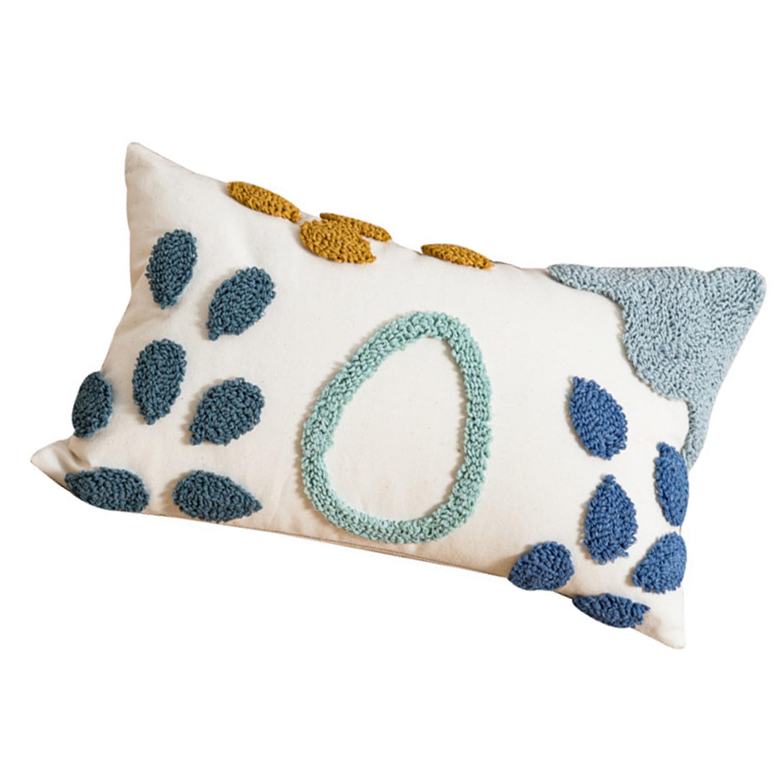 Jazuaiao Waterdrops Embosseds Pillow Cover for Sofa Bedding Polyester Fabric Lumbar Designs 45cm and 50cm Scandinavian Waterdrops Embroidered Pillow Cover Geometric Loop Pattern Throw Cushion Case