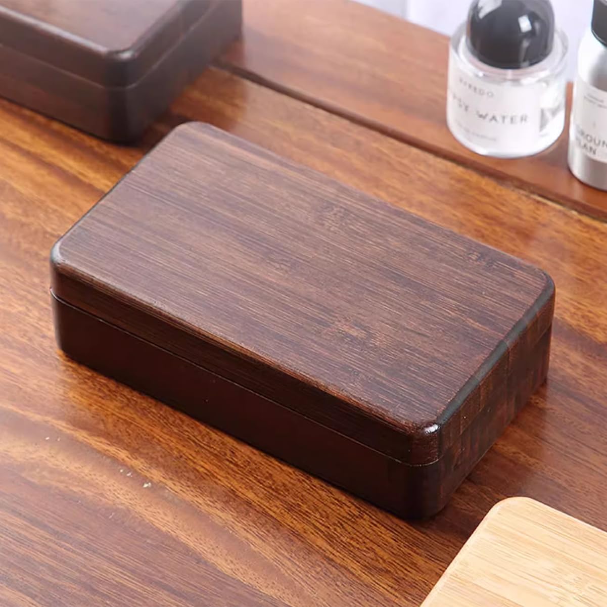 mirpsen Wooden Jewelry Box with Velvet Trays, Travel Jewelry Storage Organizer Case for Necklaces Bracelets Earrings Rings Women Girls (Cherry)