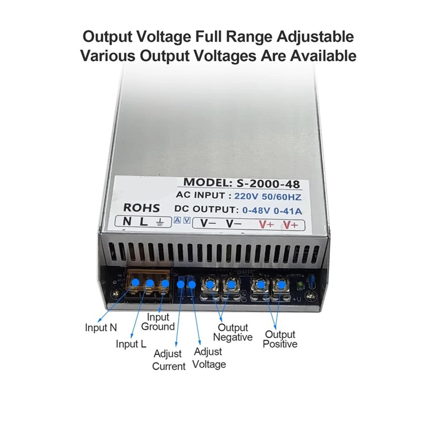 Tension de sortie d'alimentation à découpage 2KW 0-24V à 0-300V