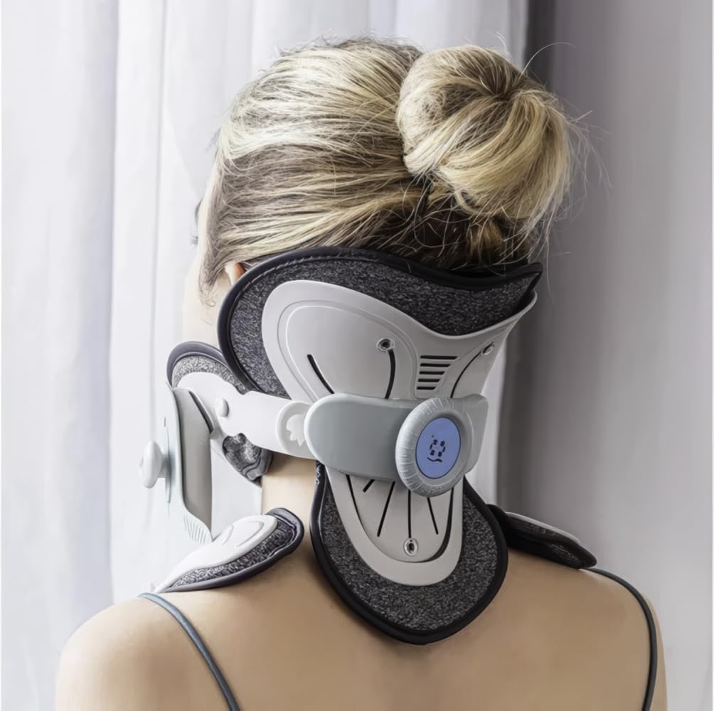 Extensor cervical ortopédico con soporte multizona, ajuste eléctrico y materiales transpirables para alivio del dolor de cuello