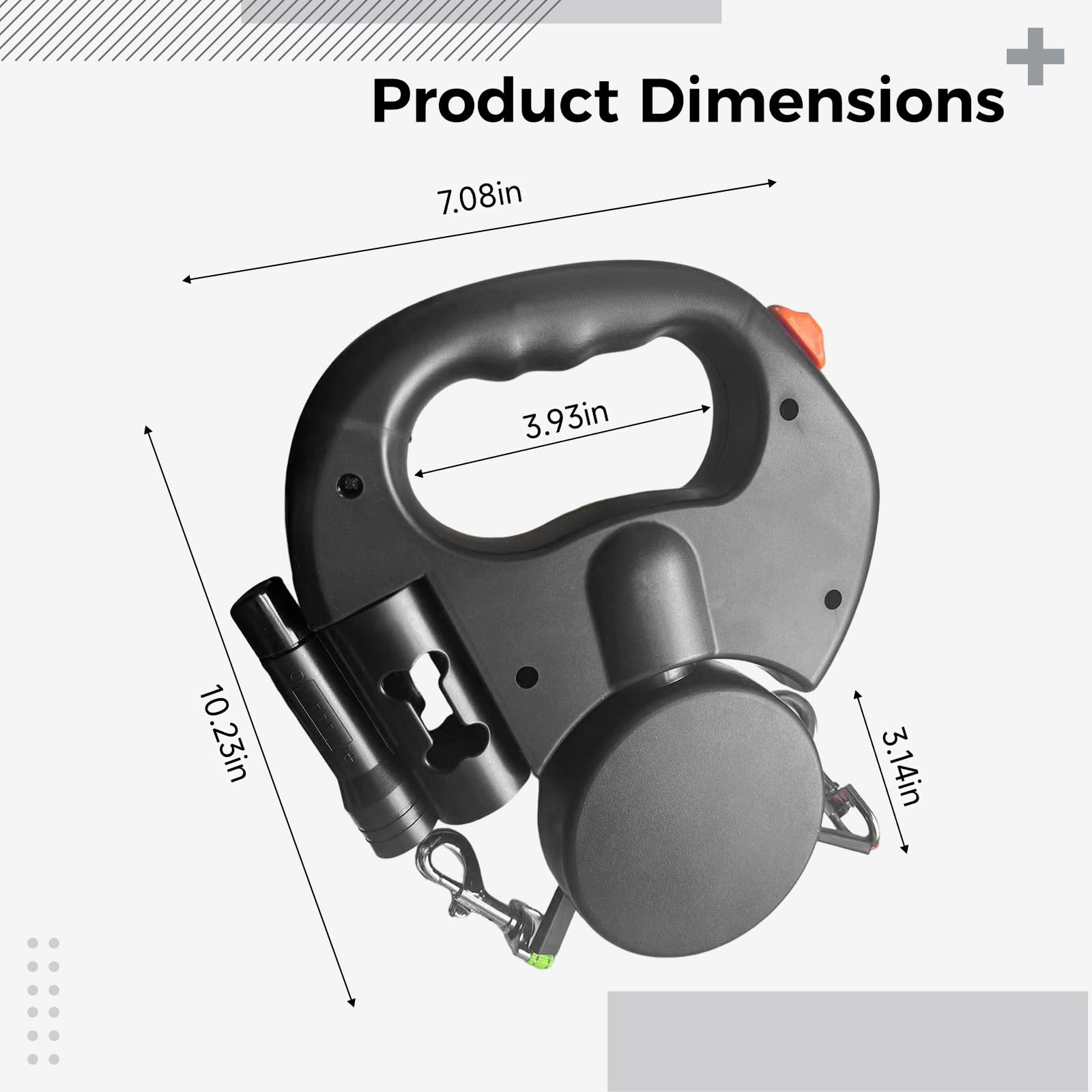 Double laisse rétractable pour deux chiens de taille moyenne et petite, double laisse pour chien avec design anti-enchevêtrement, contrôle à code couleur, laisse réfléchissante, prise en main