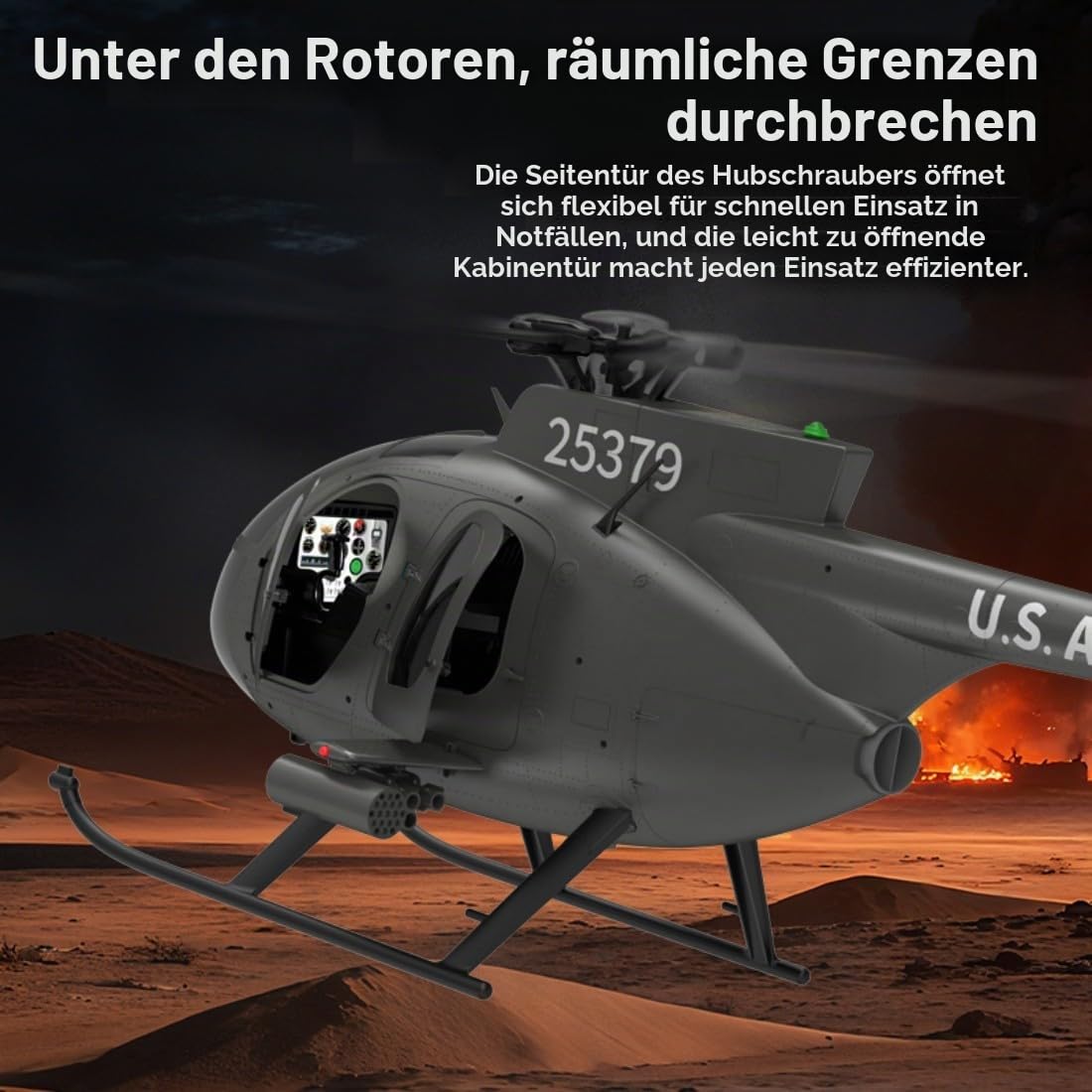 YUXIANG F119S MD500 GPS RC Hubschrauber, 1/16 Maßstab 9CH 2.4G Flybarless Little Bird Flugzeug mit Optical-Flow, 6G/3D Flugmodi & Brushless Motor – RTF für Fortgeschrittene Spieler