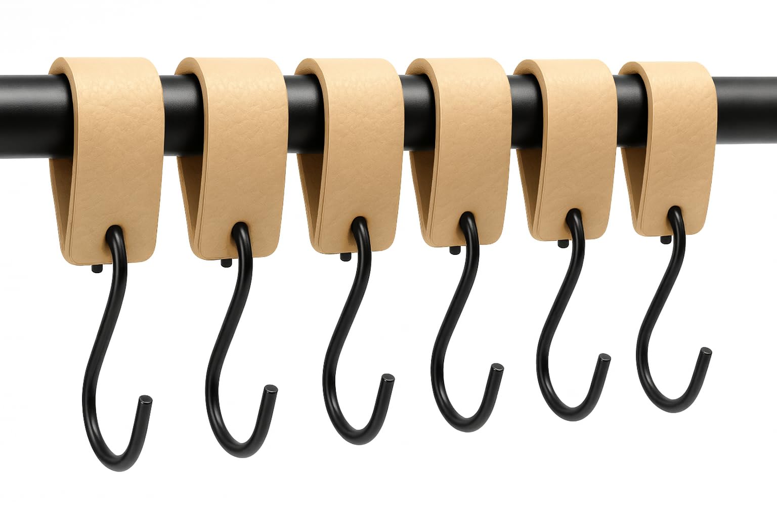 Brute Strength - Multifunctionele Leren S-haken - Okergeel - 4 stuks - Kapstokhaak leer - voor keuken, badkamer, slaapkamer en kantoor