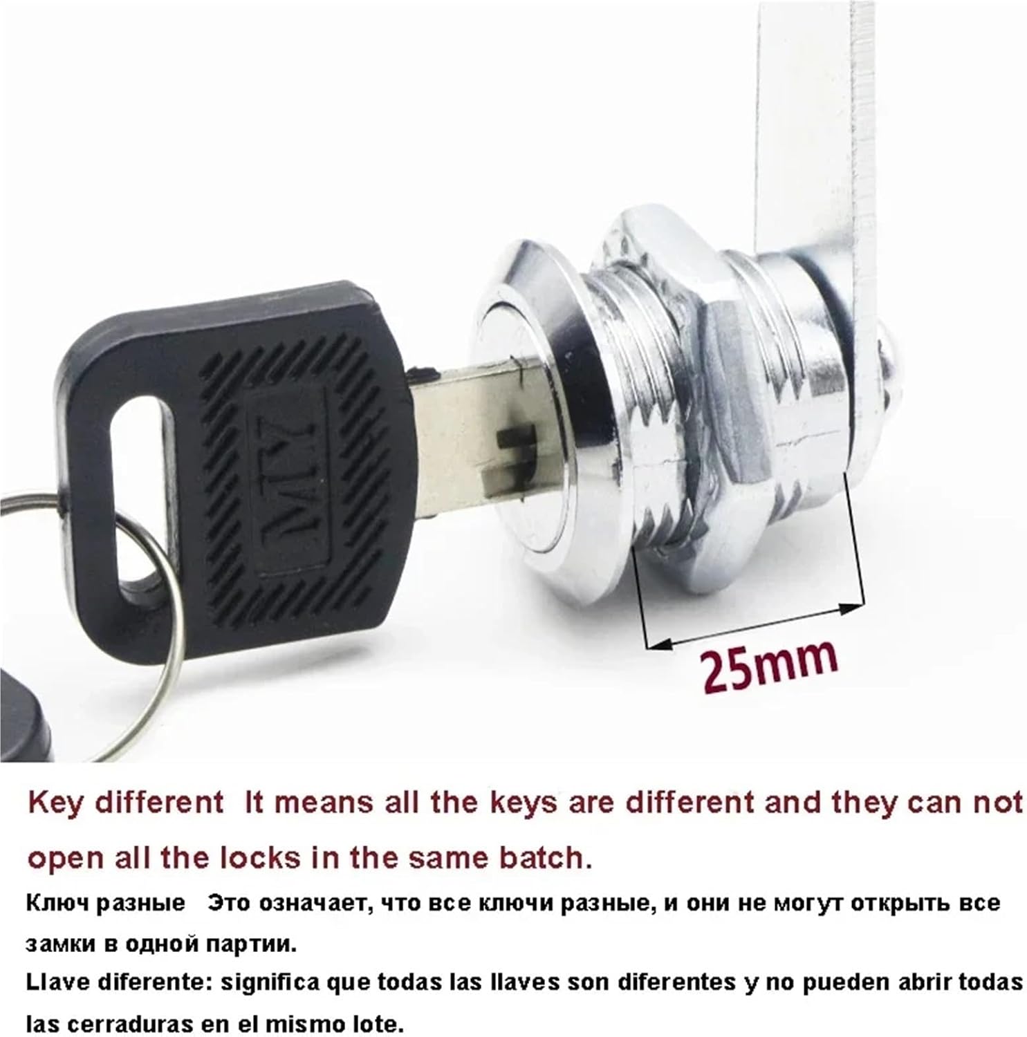 4 Size Drawer Cam Lock with 2 Keys for Mailbox File Cinet Tool Box Locker Furniture Hardware 1Pcs(Key Different 25mm)