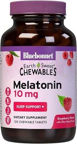 Bluebonnet Nutrition EarthSweet Melatonina 10 mg de acción rápida de disolución rápida relajación nocturna y apoyo para dormir reparador - Ayuda