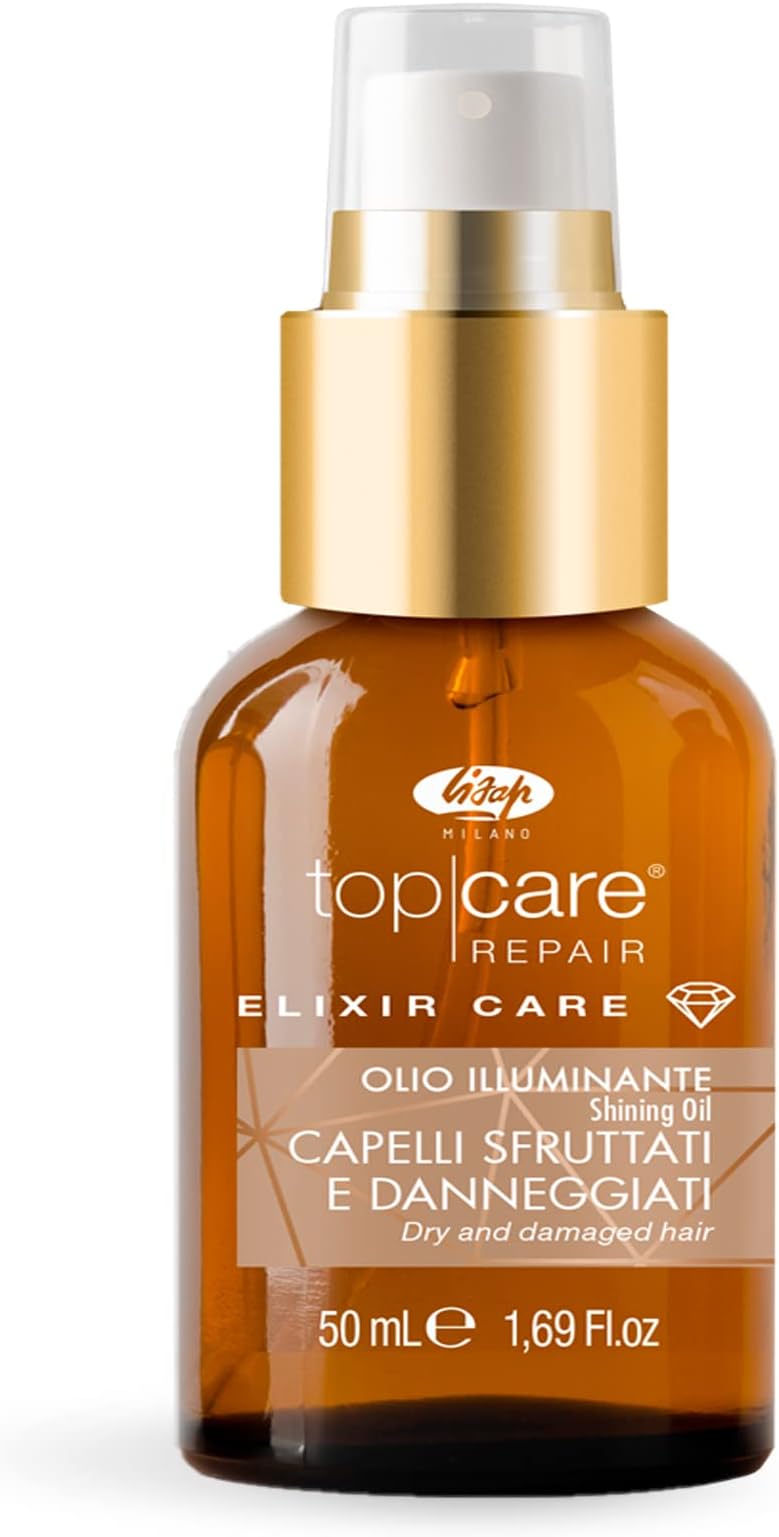 Lisap Hair Oil Top Care Repair Elixir Hair Care, Nourishing, Smoothing, Hydrating, Adds Shine to Color Treated or Dry Damaged Hair, Shea Butter, Argan Oil, Paraben, Colorant & Sulfate Free, 5.69 fl oz