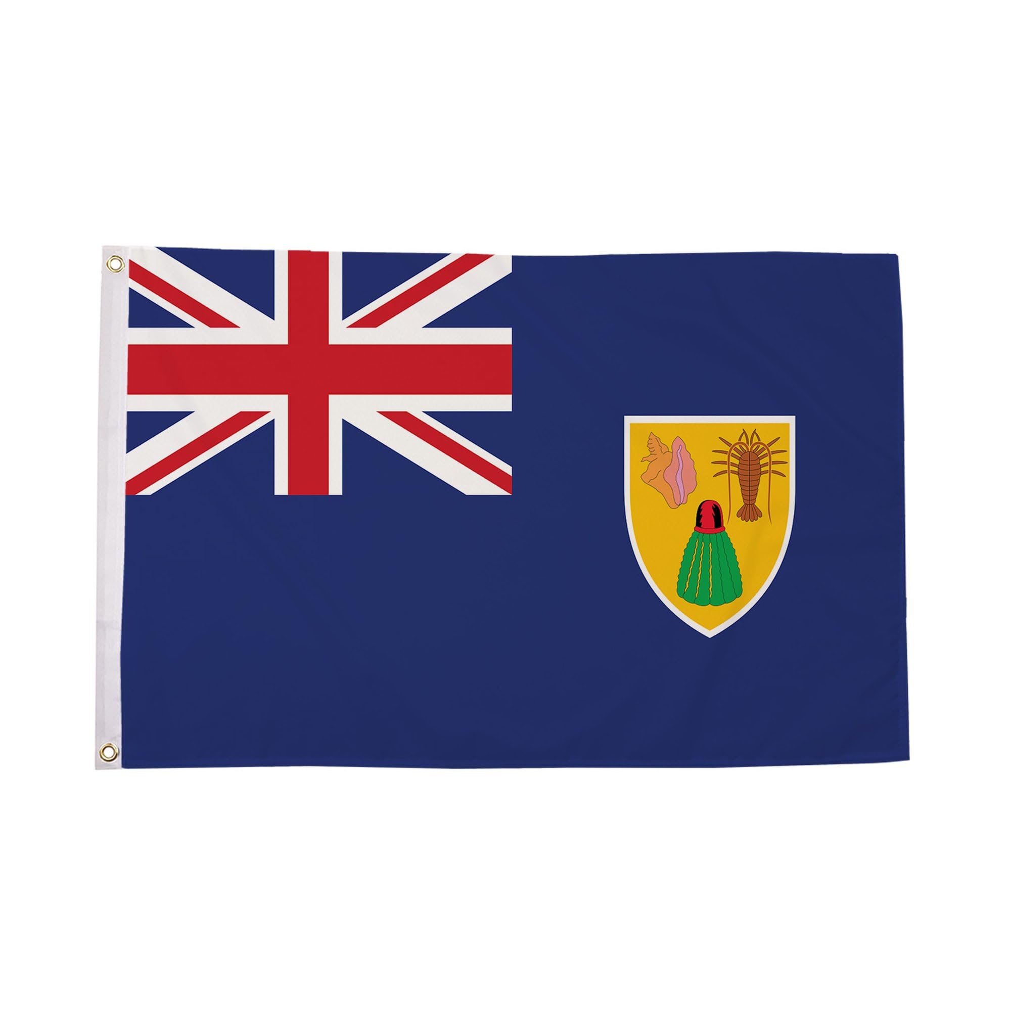 Flagtex Turks and Caicos Islands Flag 3ft x 2ft British Territory Flag Blue Ensign Union Jack Coat of Arms Premium Polyester Brass Grommets Double Stitched 90cm x 60cm Indoor Outdoor Banner Decoration
