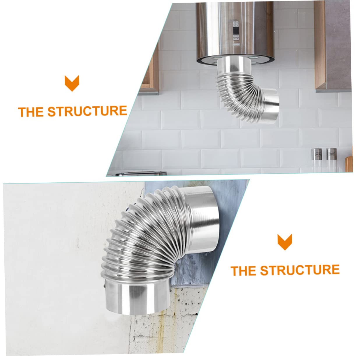 Conducto de ventilación for chimenea 90 grados, 4 unidades, manguera flexible, codo for leña(18X8CMx5pcs)