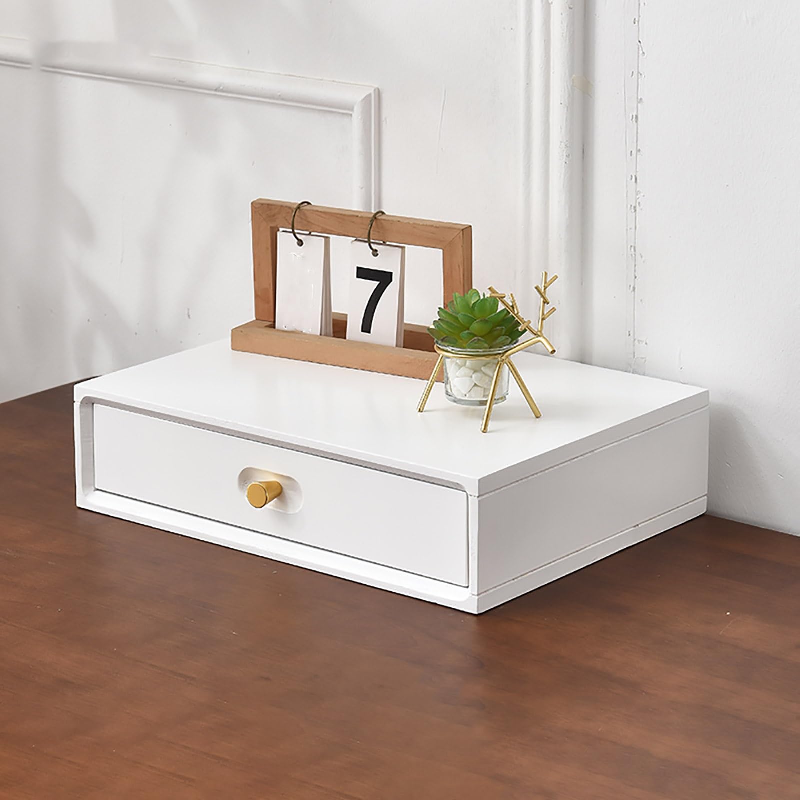 Escritorio multicapa de madera maciza, caja de almacenamiento de archivos para oficina y estudio, diseño resistente, alta capacidad de carga, 1 capa, elegante acabado blanco
