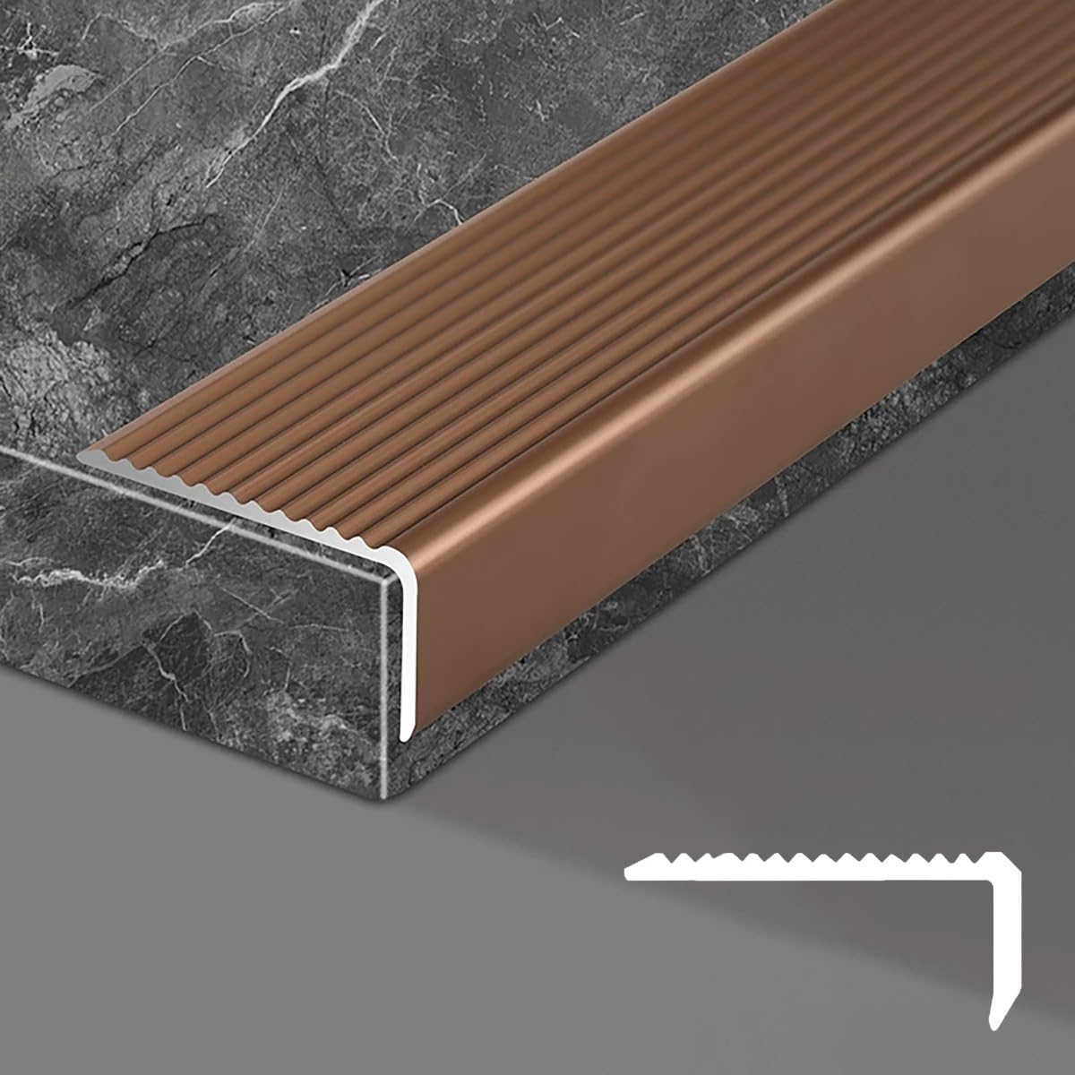 Protector De Borde De Escalera, Perfil De Aluminio Antideslizante Cantonera Protector De Borde Forma De L para Escaleras De Madera Metal Y Baldosas(Rose Gold,3pc-130cm/51in)