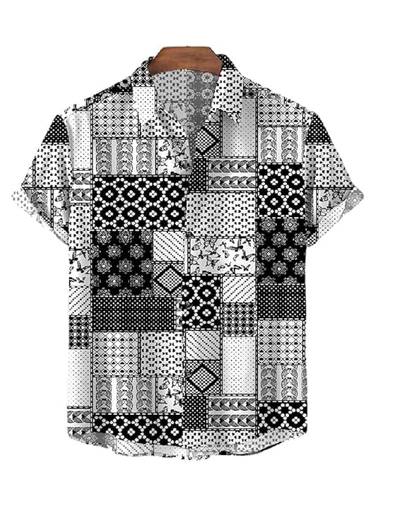 Image of Men's Striped Slim Fit Half Sleeves Stratchable Printed Shirt