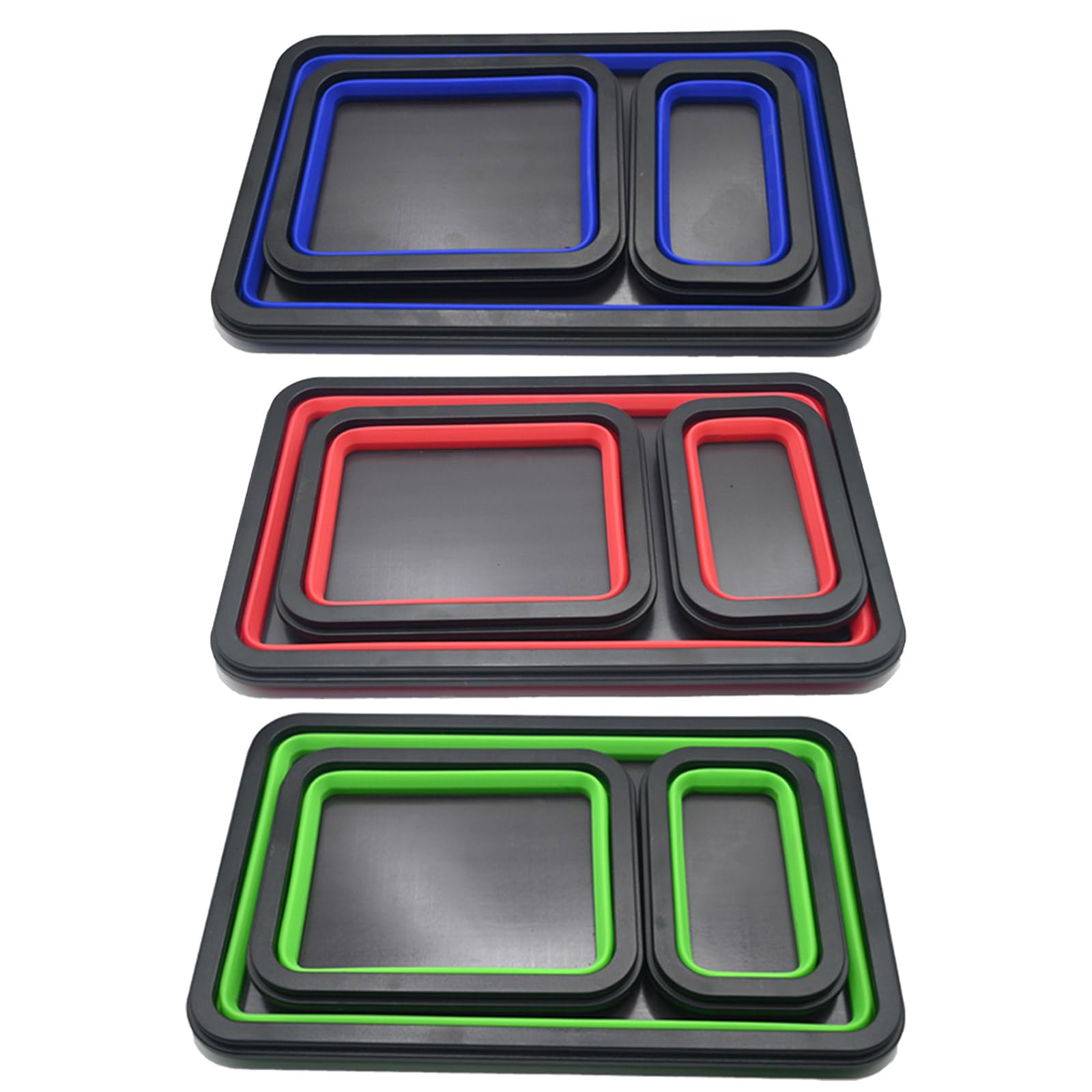 Cuencos de silicona multiusos, paquete de 3 accesorios rectangulares de almacenamiento para entusiastas del bricolaje
