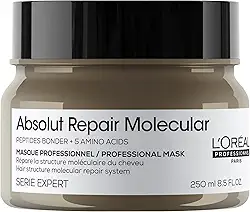 L'Oréal Professionnel Máscara Absolut Repair Molecular, Repara os Danos & Recupera a Força, Maciez & Desembaraço, Para cabelos danificados e muito danificados