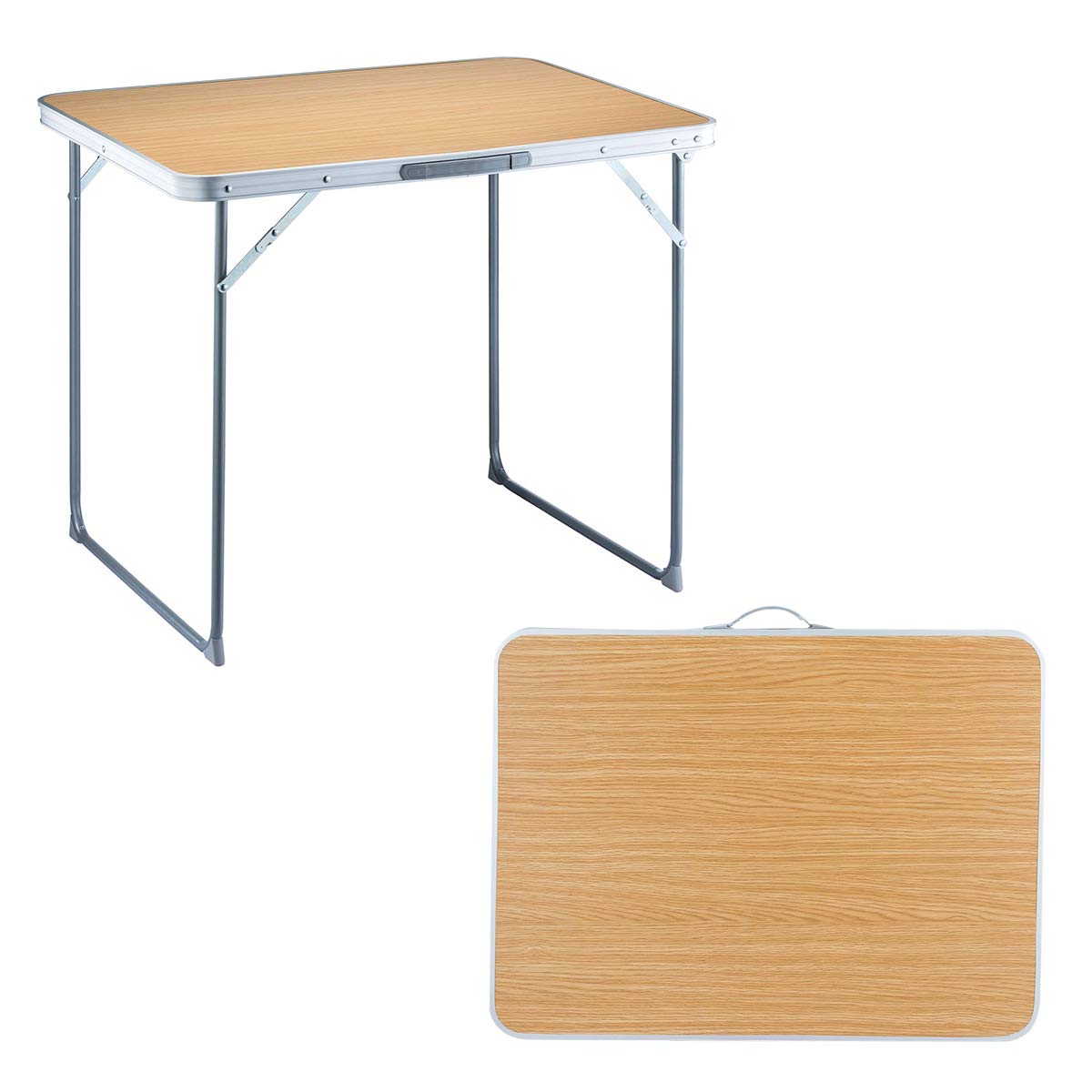 FUNDANGO Folding Camping Table Lightweight Desk Portable Handle, Reinforced Steel Frame, Easy to Carry and Clean, Great for Outdoor Picnic Beach Backyard, Yellow