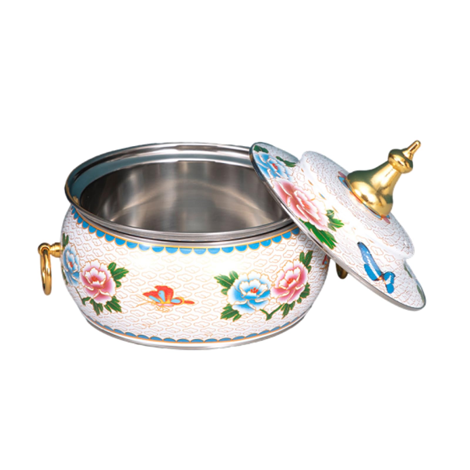 asdchZen Hot Pot Beijing Chinese Copper Chafing Dishes Single Person Small Copper Potshabu Shabu Pot Cloisonne Hot Pot For Electric Induction,E,D