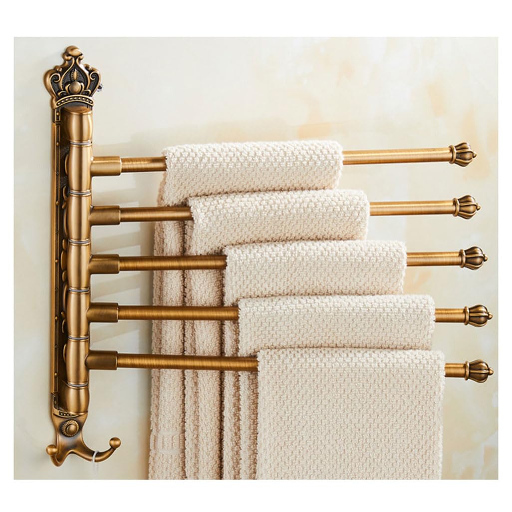 LMYSXAOZ Antique Bronze Swivel Towel Rack Bar Rails for Bathroom, Wall Mounted Folding Arm Swing Out Hand Hooks Hanger Holder Space Saving Laundry, Kitchen 5Bars