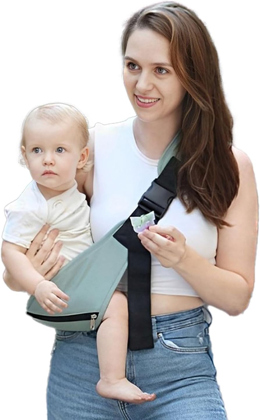 Baby Sling Carrier Newborn to Toddler,Ergonomic Sling Carrier with Adjustable Strap,Lightweight,Portable,Breathable,Soft Padding,Baby Hip Seat Carrier 7-45 Lbs,Green