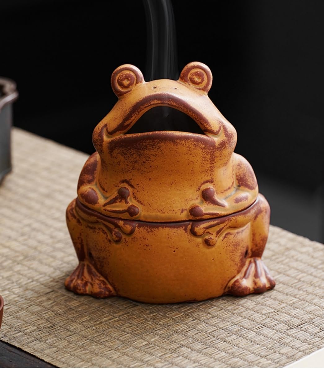 Frog Incense Holder with Lid Coil Incense Burner Ceramic Cone Incense Holder for Bedroom Yoga Room image 4