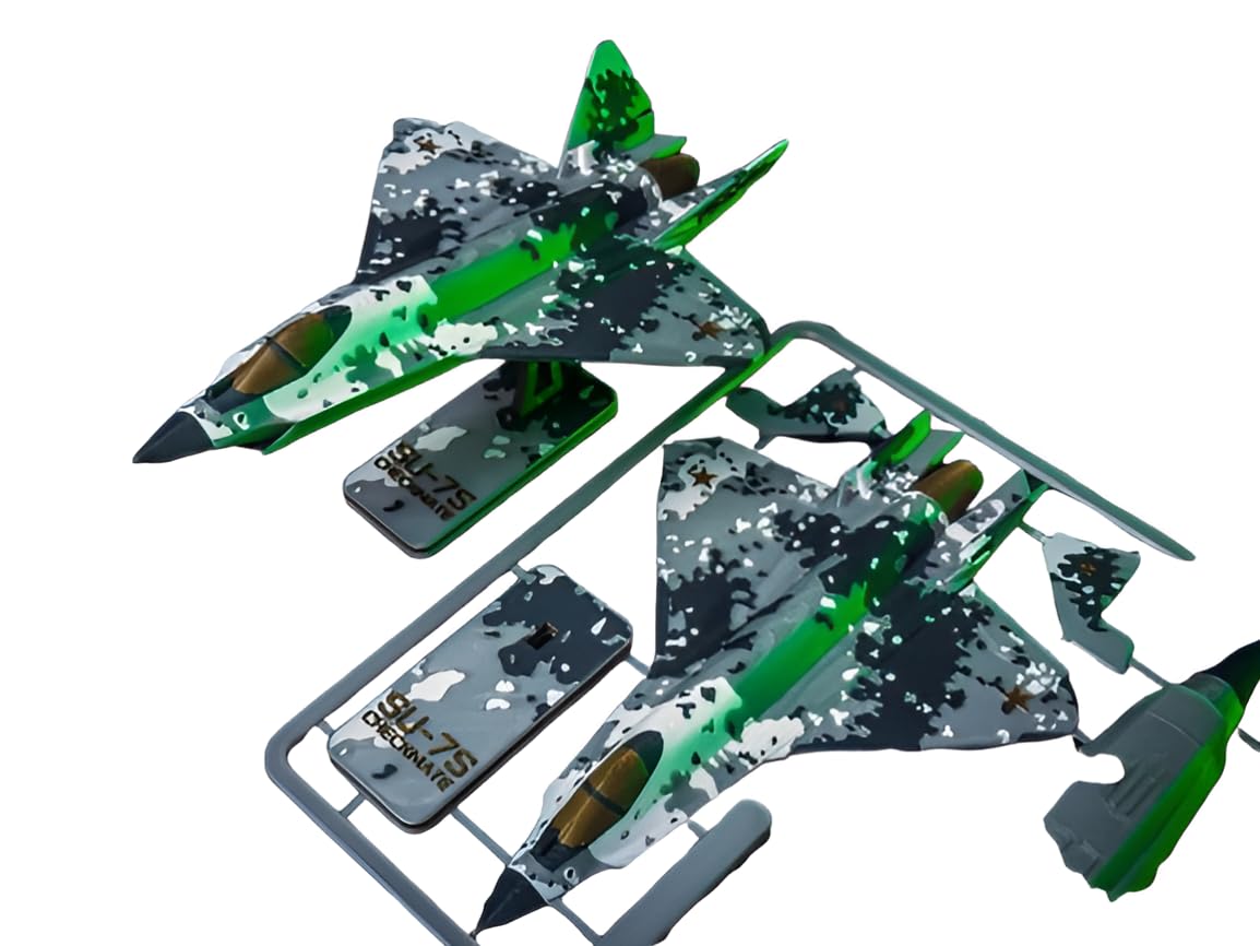 Military Aircraft Model Kit, Digital Camo Multicolor Pattern, DIY Assembly Kit, 25 x 20 cm, Figure Toy-image-18