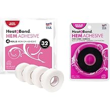 HeatnBond 4 Rolls Hem Tape Iron-On Adhesive, Super Weight, 32 Yards 3/4 Inch x 8 Yards Each, White 1 Roll Hem Iron-On Adhesive, Regular Weight, 3/8 Inch x 10 Yards, Black