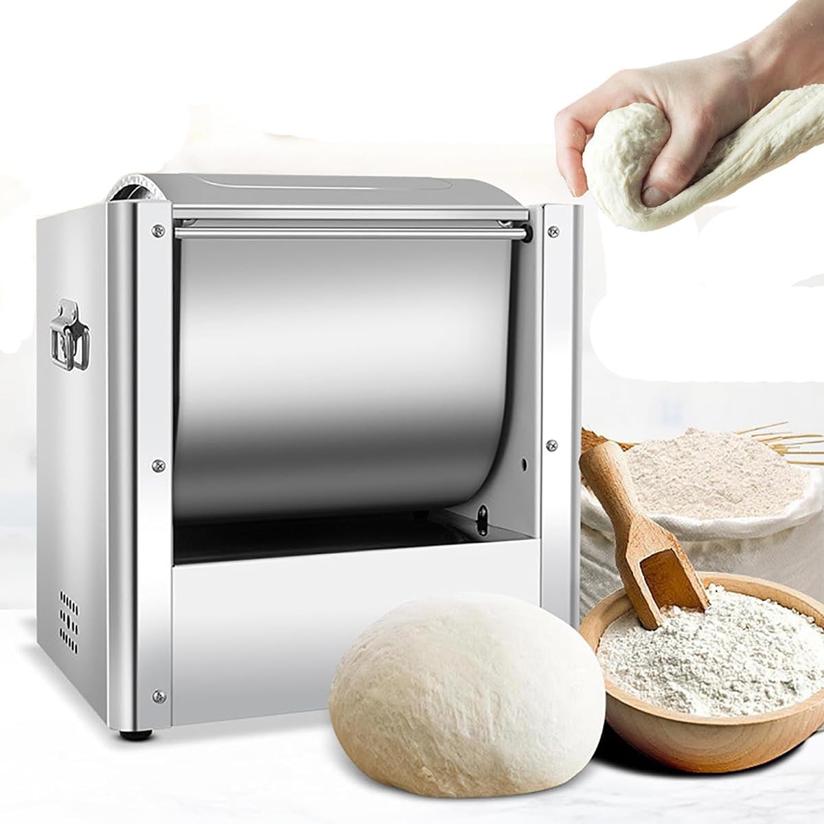 Maszyna do mieszania ciasta – komercyjny mikser ze stali nierdzewnej z mieszaniem spiralnym, dwukierunkowy obrót, moc 2,5-3 kg, imituje ręczne ugniatanie makaronu i pizzy