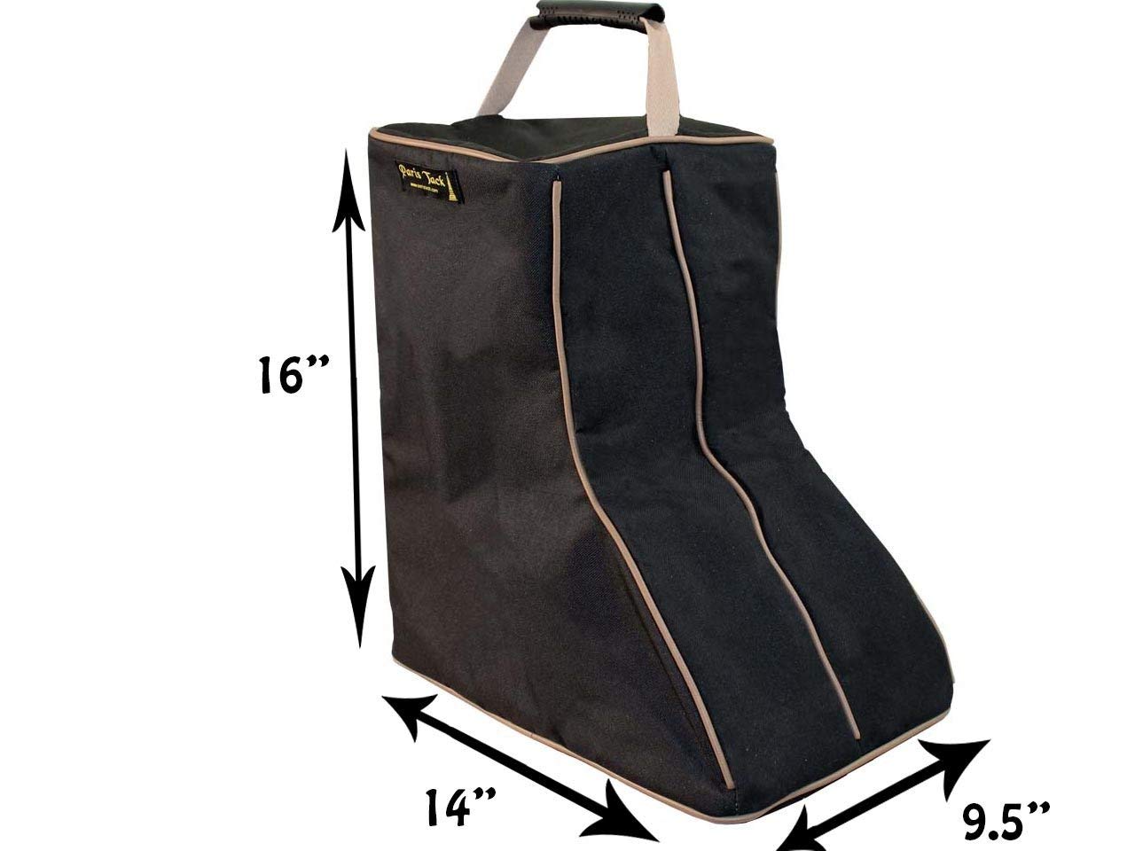 3 Capa Acolchada Espalda Abierta Occidental Bolsa para Botas, Color Negro/Beige Trim