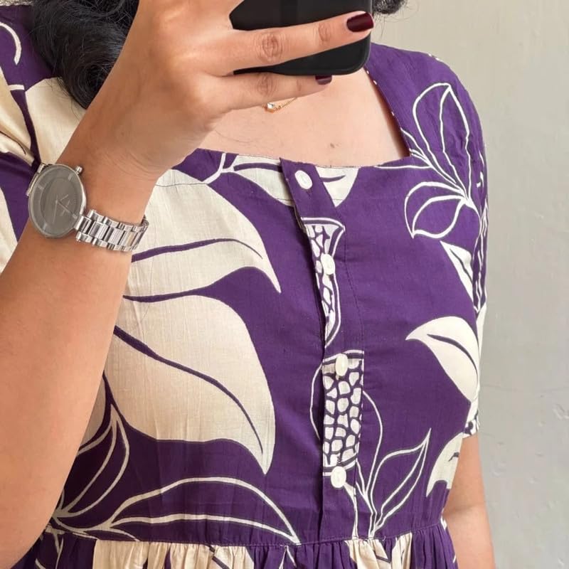 Image of Floral Midi Dress for Women - Summer Boho Dress, Lightweight & Breathable, Elegant Floral Print, Casual & Vacation Outfit, Comfortable Flowy Dress for Women