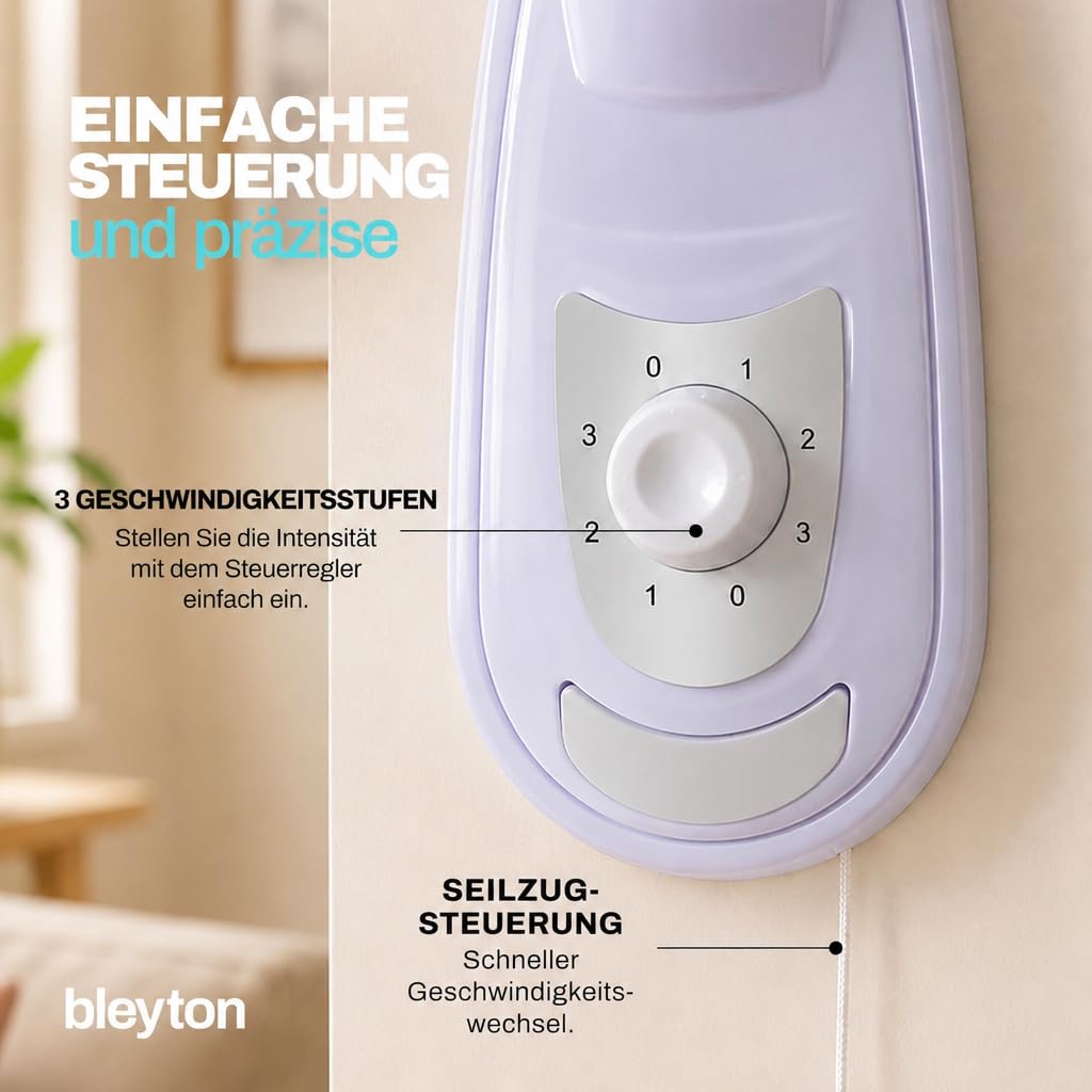GROWMANIA Leiser Ventilator | Standventilator, Tischventilator und Wandventilator | 3 leise Geschwindigkeitsstufen | Leistungsstark mit 40 W
