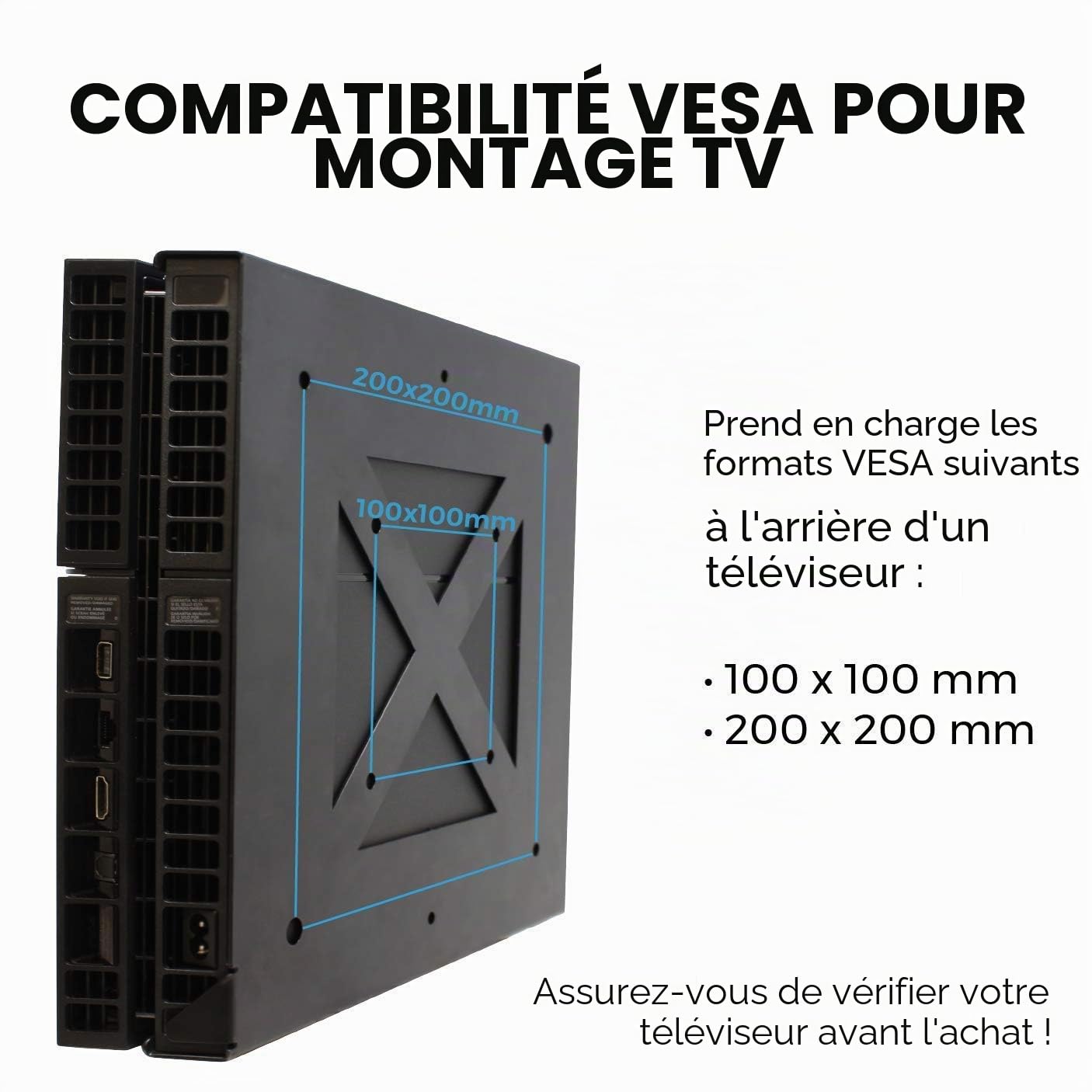 HumanCentric Support Compatible avec la Version PS4 Fat, Fixation Murale de la PS4 Classic/Fat d'origine ou à l'arrière du téléviseur
