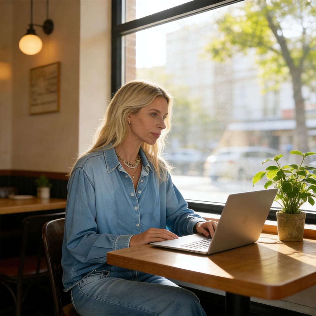 Women’s Denim Pajama Set Lounge Wear with Wide-Leg Jean Pants & Cozy Button-Down Top Relaxed Soft Stretch Sleepwear - Image 6