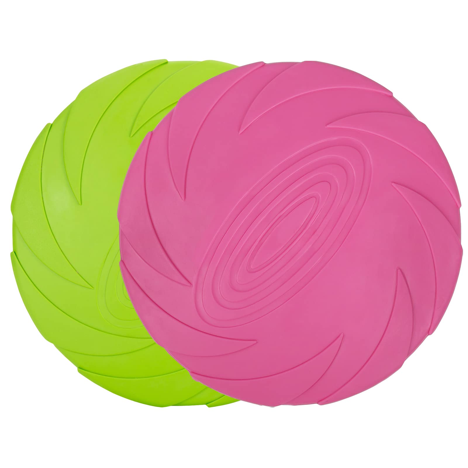 Vivifying Frisbee Hund, 2 Stück 15cm Hundefrisbee aus Natürlichem Kautschuk für Land und Wasser (Grün + Rosa)