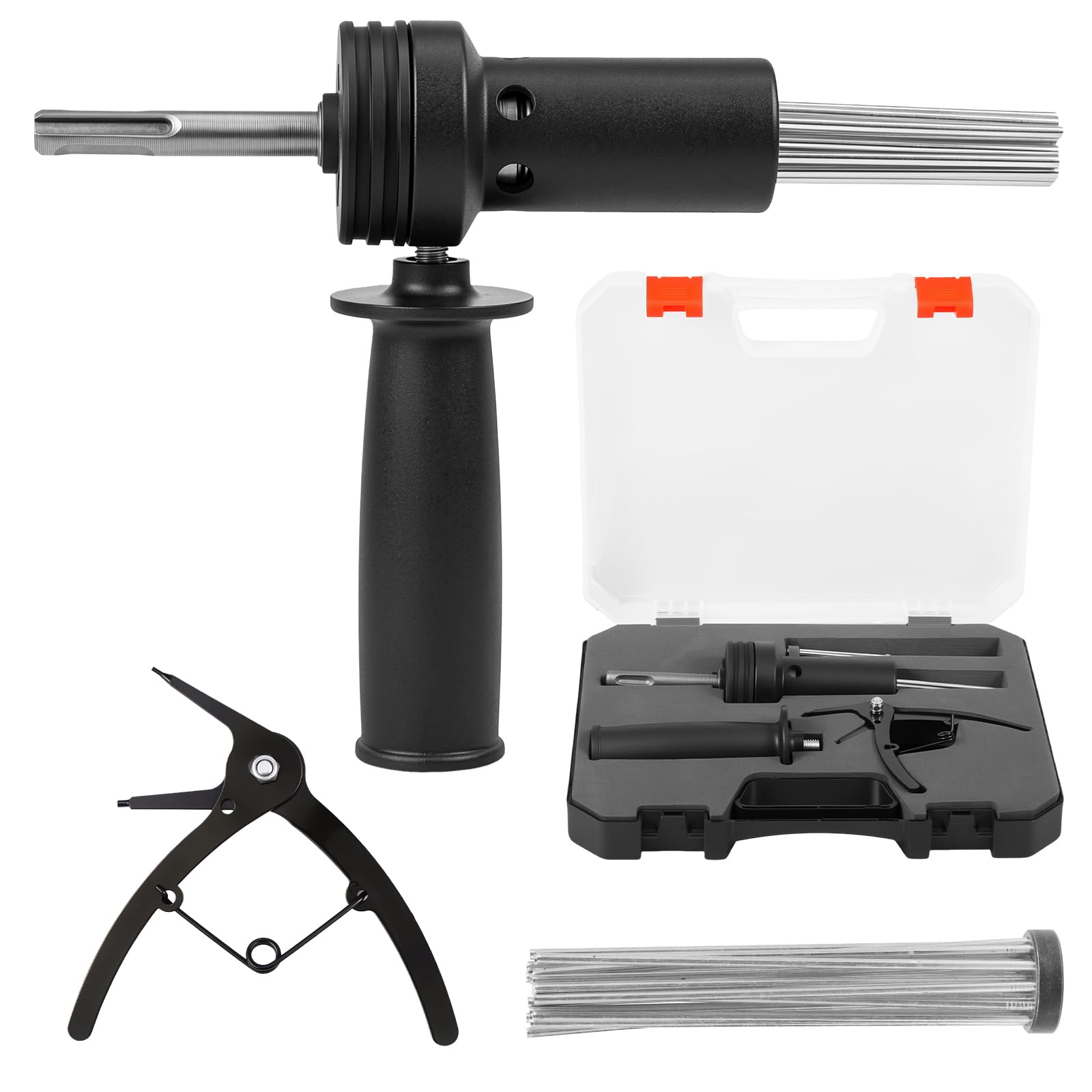 SDS Plus Electric Hammer Needle Scaler Adapter 18-Needle Rust Remover & Concrete Cleaner for Masonry and Tile Surfaces Preparation
