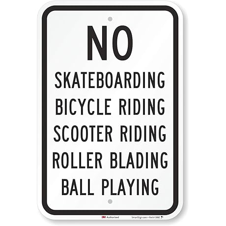 SmartSign - K-2521-DG "No Skateboarding, Scooter Riding, Ball Playing" Sign