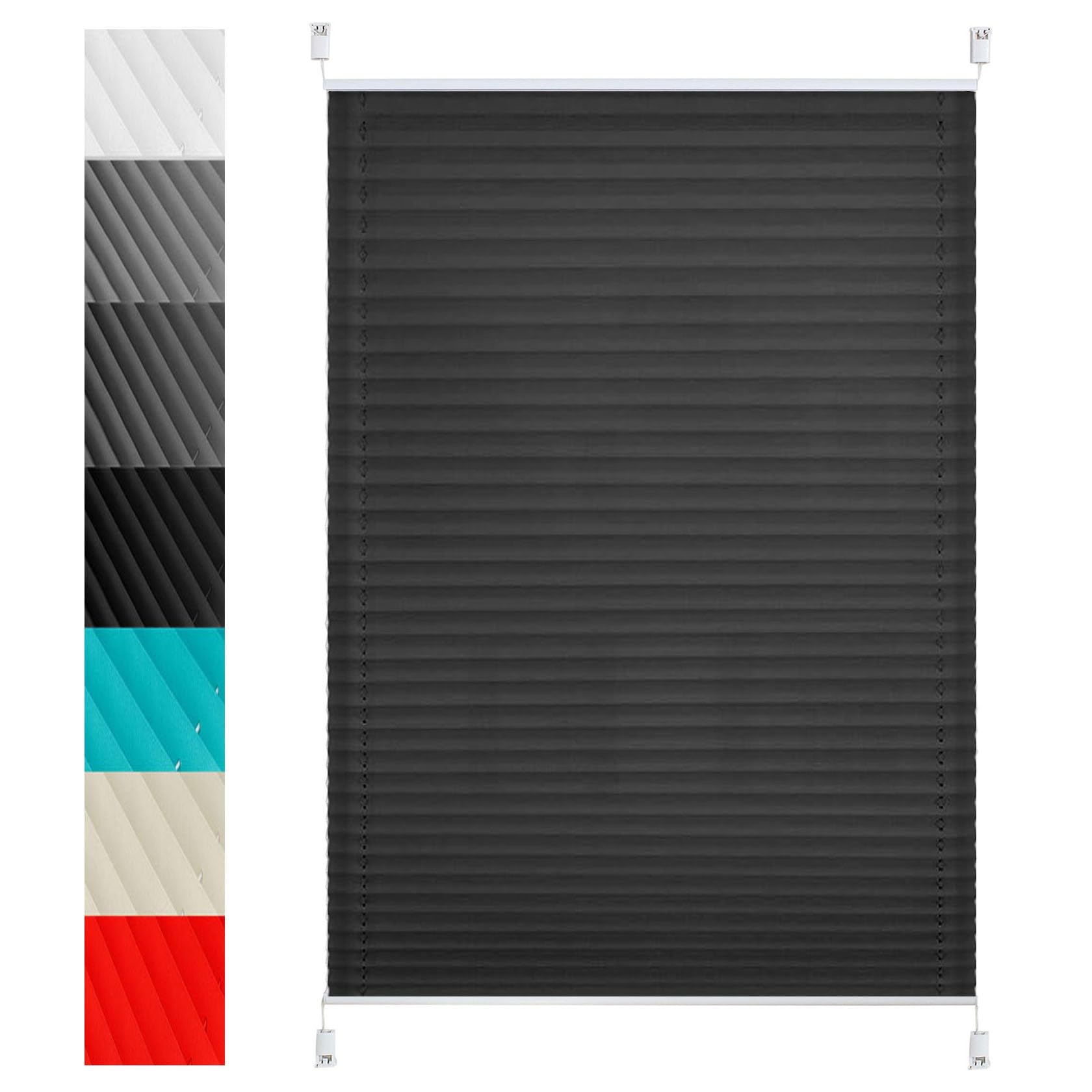 Portable Blackout Blind 85 x 110 cm Instant Stick on Light Filtering Light Filtering Blinds Easy-to-Hang For Windows Doors Shades, Black — image 1