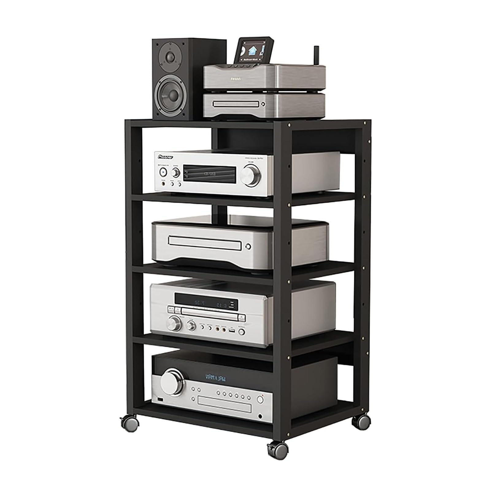 Soporte multimedia para amplificador estante y armario de componentes estéreo móvil
