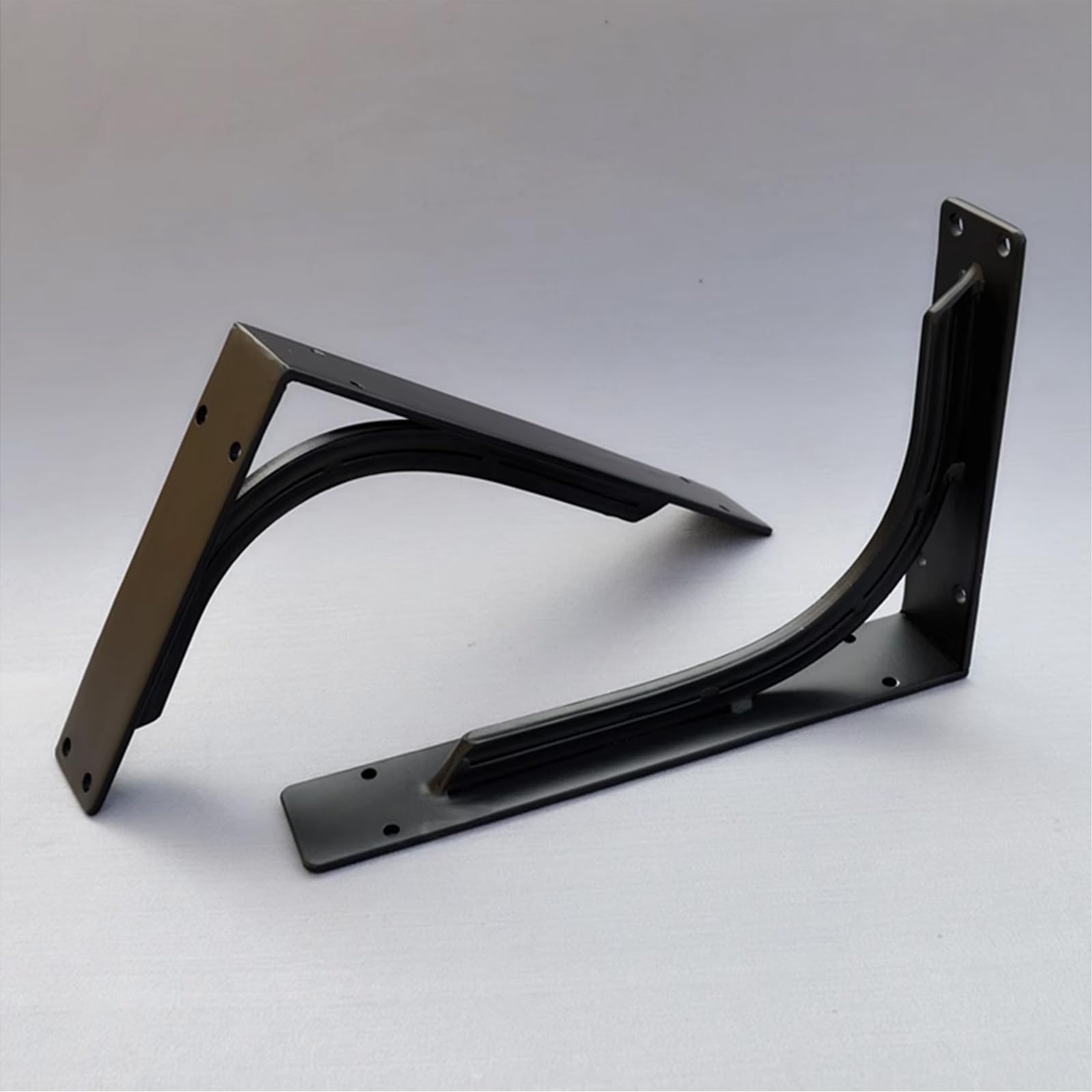 Soportes para estantes resistentes, soportes para estanterías flotantes montados en la pared, soportes triangulares de metal con ángulo de 90 grados para cocina, sala de estar, negro, paquete de 2 (9